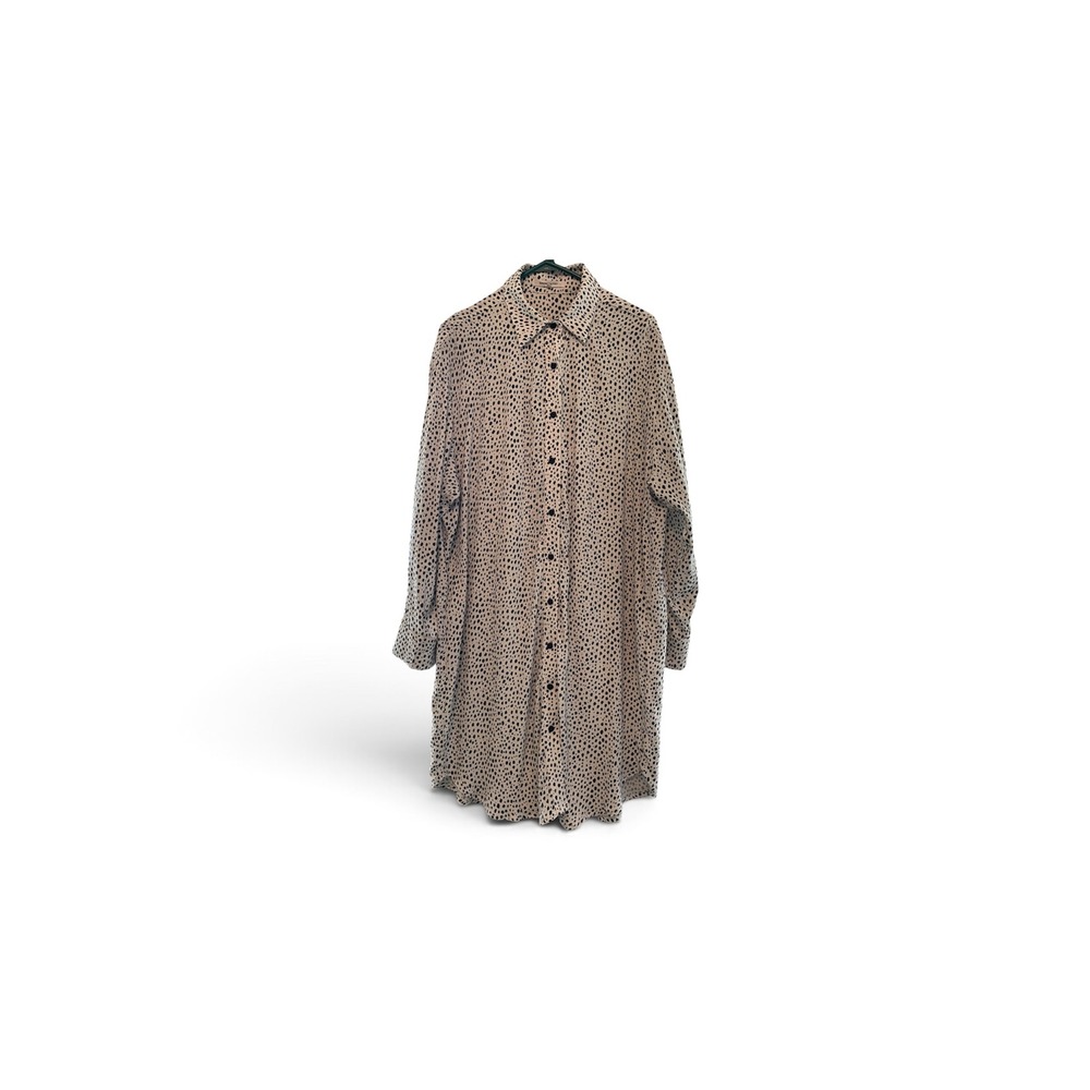 Emerson Fry Cheetah Print Button Down Shirt Dress with Belt Large